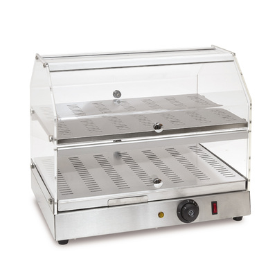 A.LEO WD-395 2 Layers Tabletop Stainless Steel Glass Snack Food Warmer Display Warming Showcase